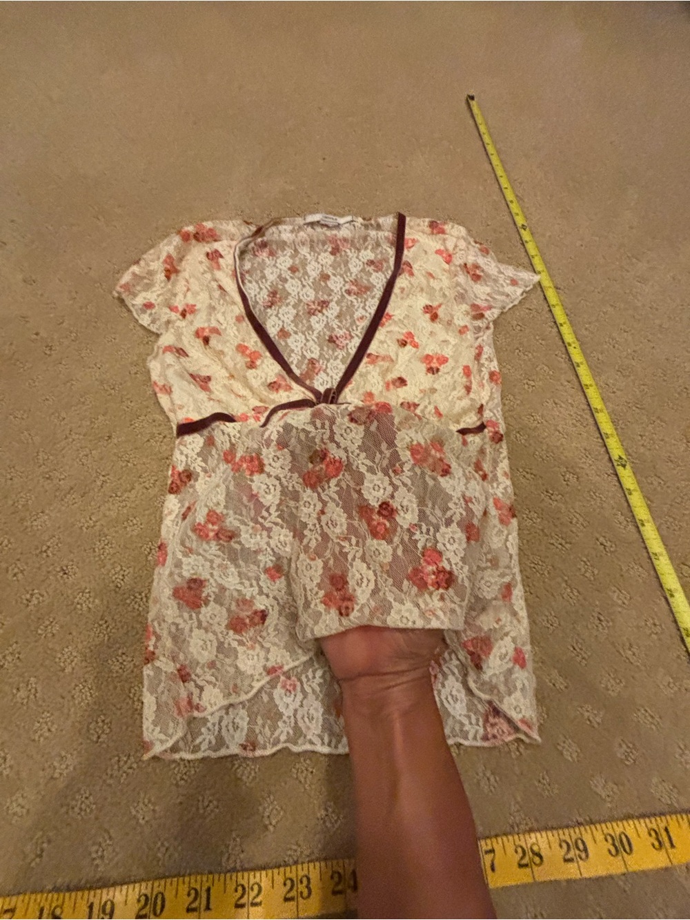 Kimchi Blue Lace Floral Tank Top - Cream & Pink Sz M - Picture 4 of 4